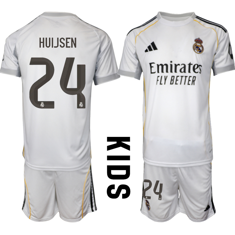 Youth 2025-2026 Club Real Madrid home white 24 Soccer Jersey 01
